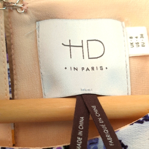 HD in Paris Silk sleeveless dress, US size 4, multi color geometric pattern - Picture 3 of 12